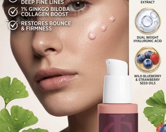 Organic Peptide Face Serum, Vegan Anti-Aging Skincare, Natural Firming Elixir