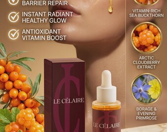 Organic Superseed Face Oil, Cloudberry Sea Buckthorn Elixir, Vegan Glow Skincare