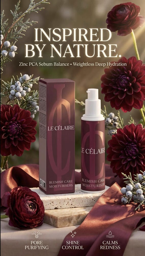 Blemish Care Moisturiser for Oily Skin | Vegan Face Cream with Hyaluronic Acid & Zinc PCA | Natural ECOCERT Daily Hydration Lotion