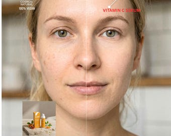 Glass Skin Gesichtsserum - Vitamin C mit Ferulasäure - Bio-Gesichtsöl - Ästhetisches Hautpflege Geschenk für Sie
