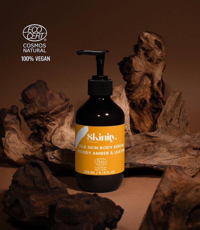 Woody Amber Body Serum, Vegan Hydrating Skincare, Natural Body Care image 1