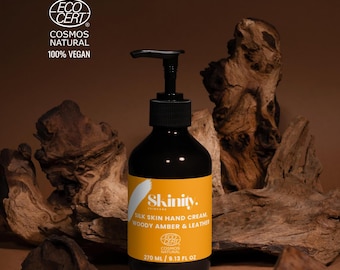 Woody Amber & Leather Hand Cream, Organic Shea Butter, Vegan Hand Care