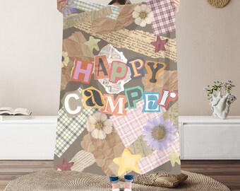 Camping Throw Blanket Outdoorsy Gift for Nature Lover, Wall Decor Kids Playroom, Camp Blanket Adventure Gift for Nursery, Camper, RV Decor