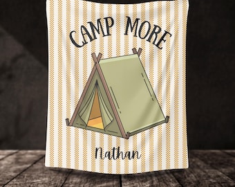 Camp More Zeltdecke | Sherpa Decke, personalisierte Name Option, Kinder Wald Dekor, Camping Überwurf für Kinder