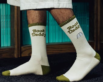 Book Daddy Embroidered Socks, Book Lover Gift