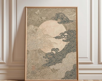 Mountain Temple Japanese Wall Art Print – Zen Landscape Painting, Asian ...