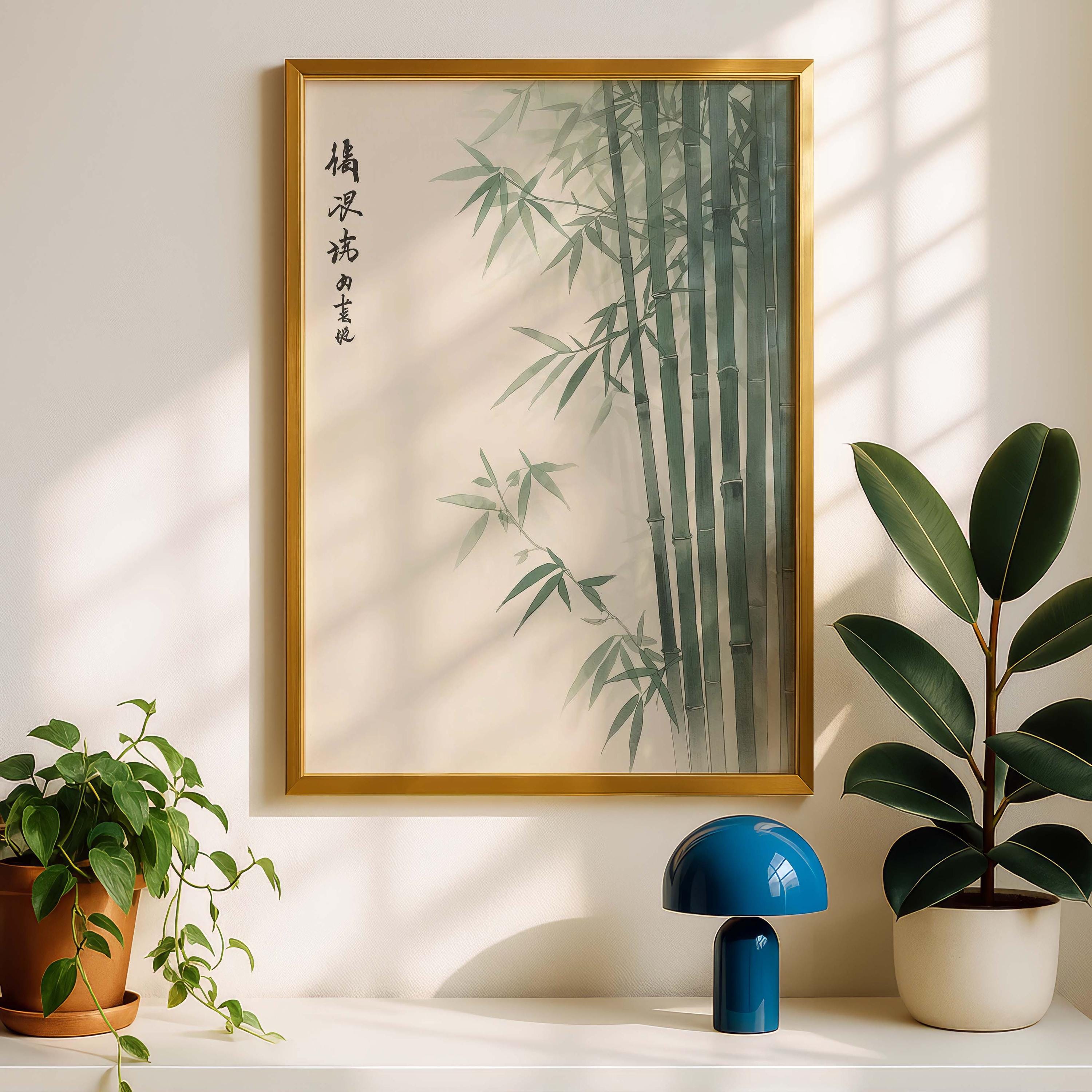 Japanese Bamboo Wall Art Print, Minimalist Zen Japandi Decor, Vintage ...