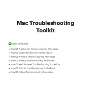 Mac Troubleshooting Toolkit | macOS IT Support Procedures (Digital Download)