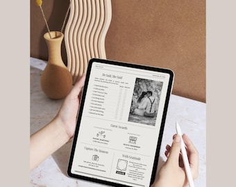 Vintage Newspaper Wedding Program | Editable Canva Template | Printable Ceremony Program | Instant Download | Retro DIY