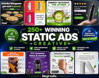 Canva Ad Templates Bundle: 250+ High-Converting Social Media Ads (Digital Download)