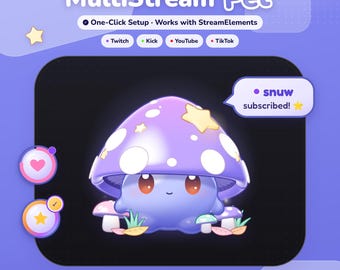 Multistream Animated Pet • Goals & Alerts • 3D Streamelements OBS Mushroom Overlay • Twitch Kick YouTube TikTok