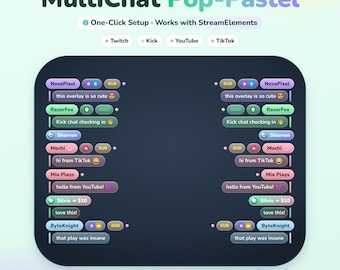 MultiStream Chat Widget (Pop-Pastel) • Twitch Kick YouTube TikTok MultiChat Overlay • Custom Animated Gradient Alerts • StreamElements OBS