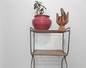 BRASS End Table Metal Side Plant Stand MCM Gold