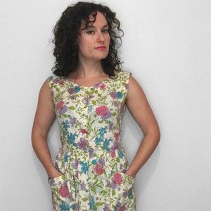 MCM Cotton Sun Dress in Floral Sketch Print, 100% Cotton with Pockets image 5