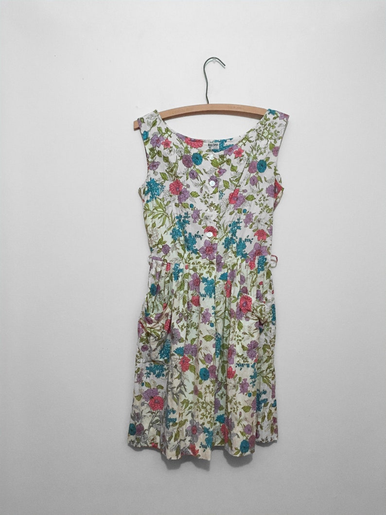 MCM Cotton Sun Dress in Floral Sketch Print, 100% Cotton with Pockets image 2