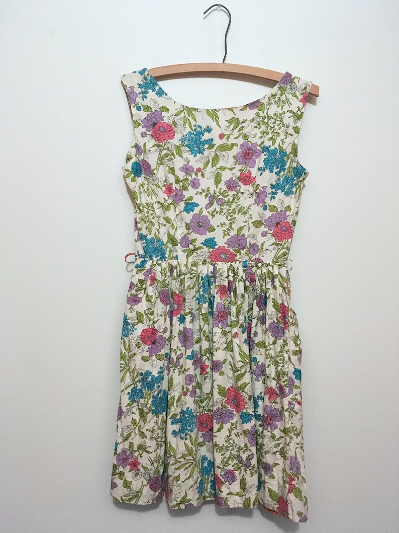 MCM Cotton Sun Dress in Floral Sketch Print, 100% Cotton with Pockets image 8