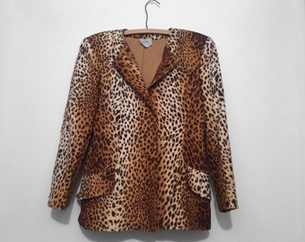 80s VALENTINO Leopard Blazer Coat, Genuine, Rare Luxury Designer Vintage