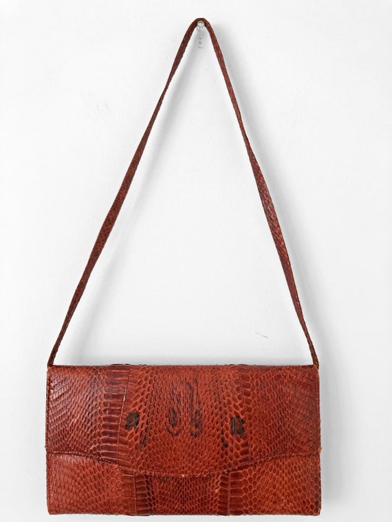 60s SNAKESKIN Handbag / Convertible Clutch in Red-