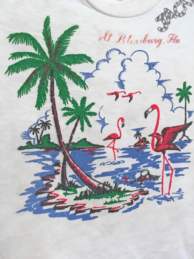 FLORIDA Baby T-Shirt 50s 0-6 Months JACKIE Flamingos