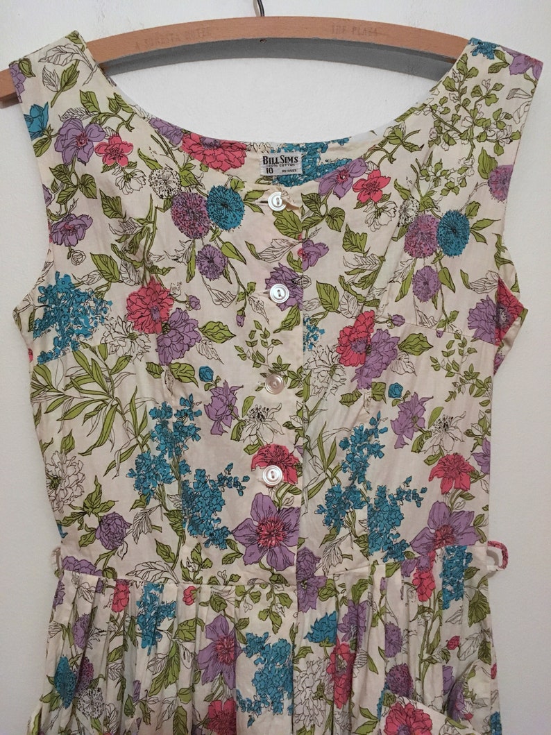 MCM Cotton Sun Dress in Floral Sketch Print, 100% Cotton with Pockets image 3