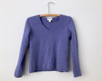 CASHMERE V-neck Sweater in Periwinkle by Charter Club, Cropped/Shrunken, Size XS