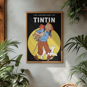 Tintin Poster | Adventures of Tintin Wall Art | Comic Book Print | Vintage Cartoon Decor | Belgian Comic Art | Classic Illustration Poster image 3