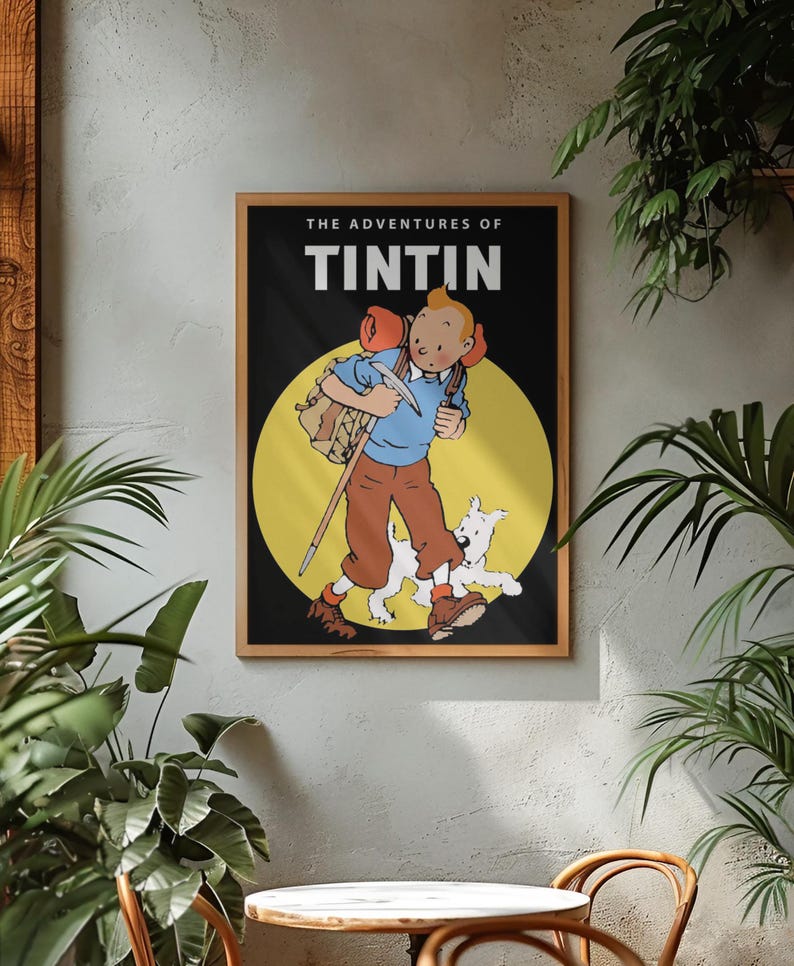 Tintin Poster | Adventures of Tintin Wall Art | Comic Book Print | Vintage Cartoon Decor | Belgian Comic Art | Classic Illustration Poster image 3