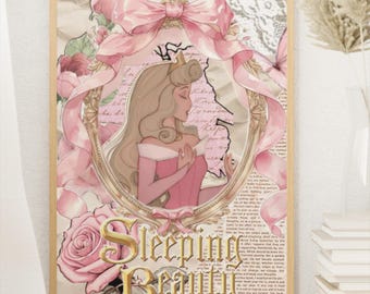 Sleeping Beauty Poster | Princess Aurora Wall Art Print | Vintage Fairytale Decor | Classic Animation Nursery Artwork | Fantasy Gift