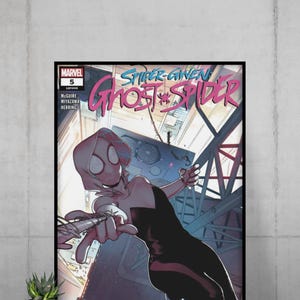 Spinne Gwen Poster | Marvel Spinnen Vers Wandkunst | Superheld Comic Druck | Rosa Ästhetisches Dekor | Fan Geschenk Bild 2