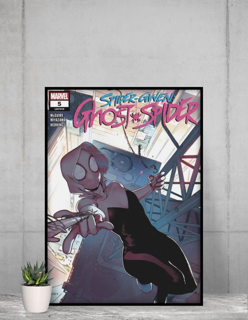Spinne Gwen Poster | Marvel Spinnen Vers Wandkunst | Superheld Comic Druck | Rosa Ästhetisches Dekor | Fan Geschenk Bild 2