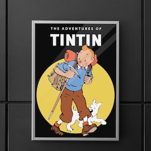 Tintin Poster | Adventures of Tintin Wall Art | Comic Book Print | Vintage Cartoon Decor | Belgian Comic Art | Classic Illustration Poster image 1