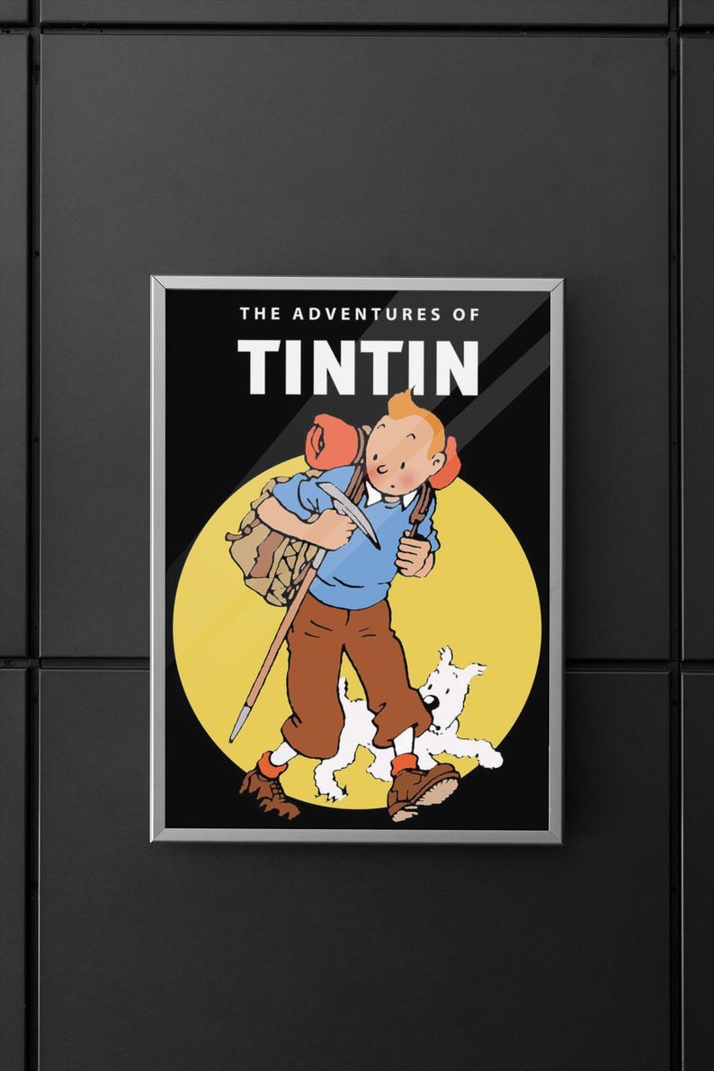 Tintin Poster | Adventures of Tintin Wall Art | Comic Book Print | Vintage Cartoon Decor | Belgian Comic Art | Classic Illustration Poster image 1