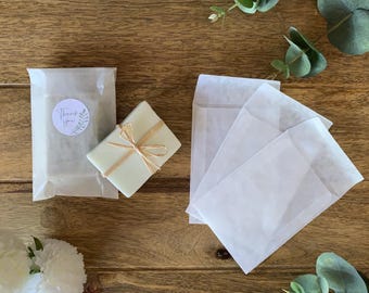 Soap Wax Melt Packaging Bags Eco Friendly Glassine Gift Snap Bar 89x124mm Gummed