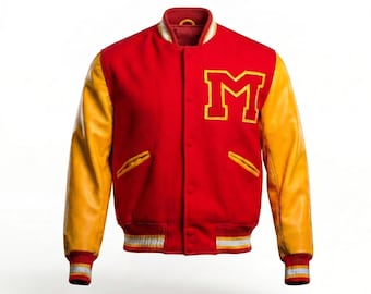 Chaqueta MJ Thriller / Chaqueta bomber estilo universitario con el logo M de Michael Jackson / Homenaje a la leyenda de la música retro