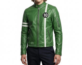 Chaqueta de cuero de Ben 10 Alien Force / Abrigo de Ryan Kelley / Cosplay de Ben Ten Tennyson Racer