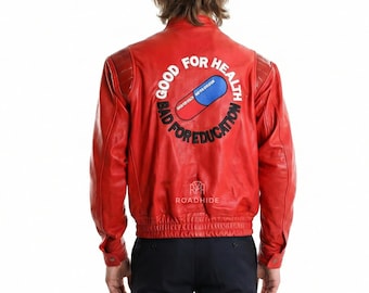 Chaqueta de cuero Akira Kaneda / Abrigo de motociclista de anime cyberpunk / Bomber de cosplay de la píldora roja
