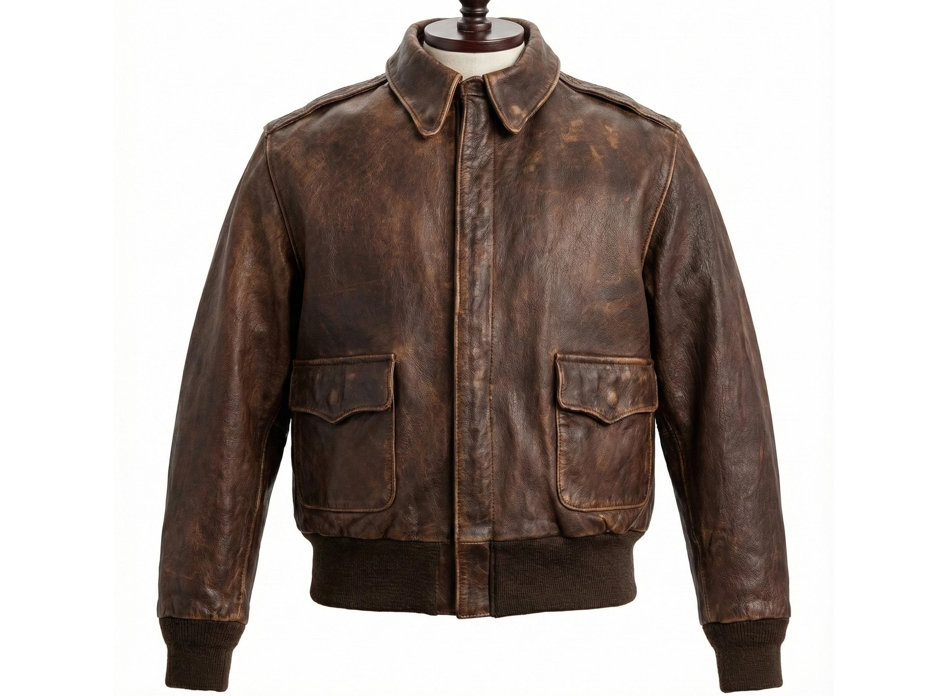 Blouson Militaire US Type G-1 Fly Jacket - Taille S/M - Cuir Marron - Occasion Très Bon état