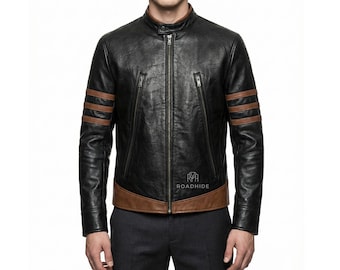 Chaqueta de Logan Wolverine / Chaqueta de cuero a rayas de X-Men Wolverine
