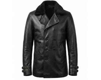 Chaqueta de cuero RE9 Leon Requiem / Abrigo negro inspirado en Leon S. Kennedy