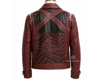 Chaqueta de cuero granate Travis Touchdown / Abrigo de motociclista para cosplay de No More Heroes