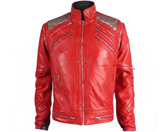 Chaqueta de cuero roja de Michael Jackson estilo Beat It / Disfraz tributo a la estrella del pop de los 80