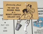Monopoly Earrings Game Pieces Upcycled Recycled OOAK Eco Gift For Her Thimble Wheel Barrel Tokens With Gift Box New Nickle Free Hooks