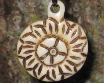 Bone Carved Necklace Natural Pendant Woodland Forest Tribal Totem 3/4" Gift For Him or Her Petite Minimalist Necklace Natural Elements Gift