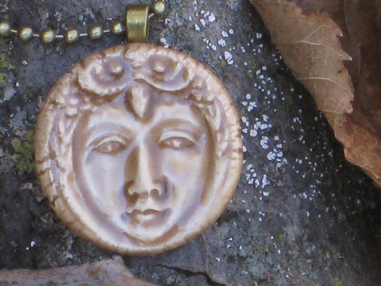 Owl Woman Necklace Native Jewelry Woodland Clay Face Pottery Pendant Necklace Unique Gift For Her 24