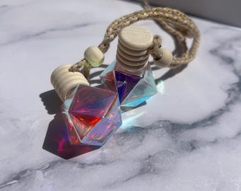 Iridescent Diamond Glass Car Diffuser | Hanging Refillable Car Freshener (8ml)