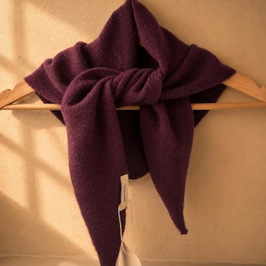 Purple Wool Knit Triangle Scarf | Neckerchief Headscarf Lightweight Accessory - Luxury Gift