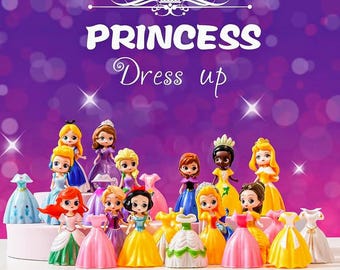 Princess Dress Up Doll Set – 24 Action Figures with Changeable Outfits