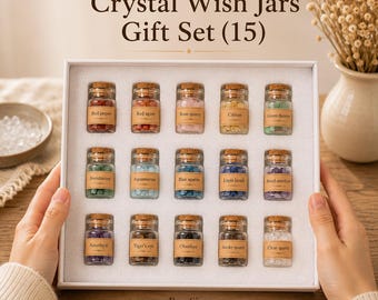 Artisan Crystal Wish Jars Gift Set Natural Healing Chips Flacon Personalized Birthday Christmas Present