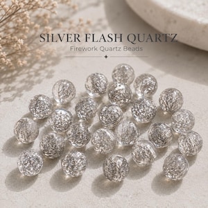 Cuentas de cuarzo plateado brillante con efecto craquelado, suministro de piedras preciosas sueltas
