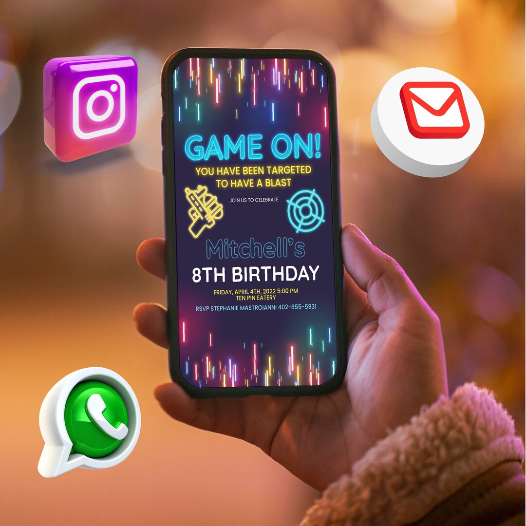 Laser Tag Birthday Invitation Template for Kids Mobile - Etsy